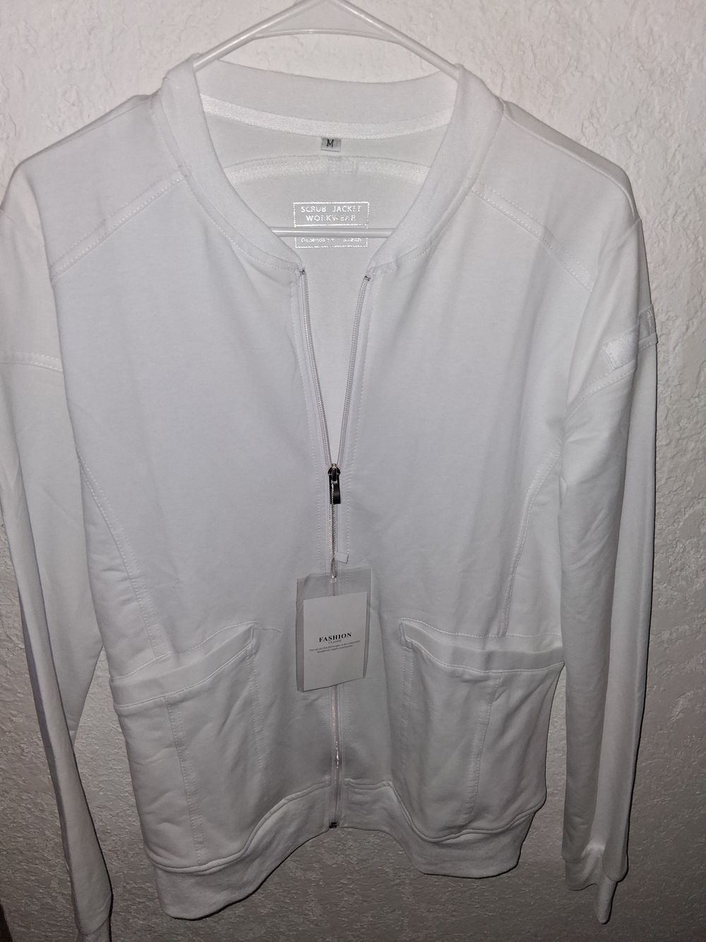 NWT White Scrub Zip Jacket Size M